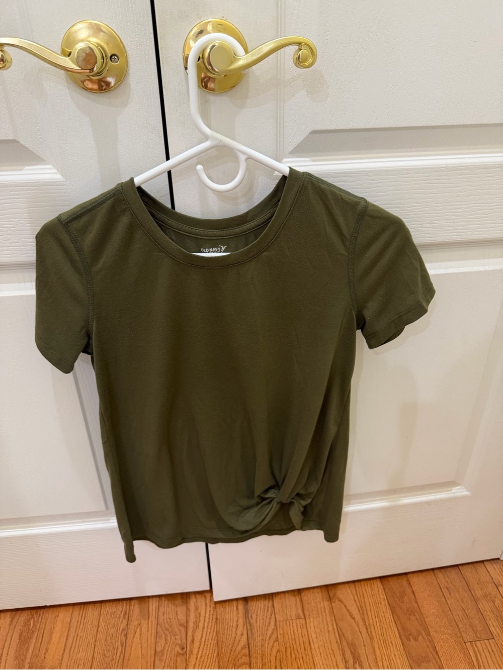 Old Navy Active XS Olive Green Knot Front T-Shirt